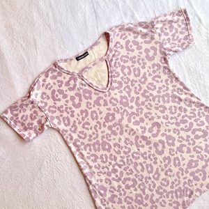 3/$15 **NWOT** HEIMISH, Lavender & Cream Leopard Print French Terry Knit Top